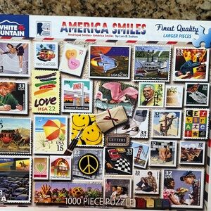 White Mountain 'America Smiles' Puzzle with Vibrant Stamps